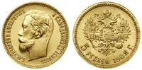 5 rubli 1902 AP, Petersburg, złoto, 4.28 g, bard