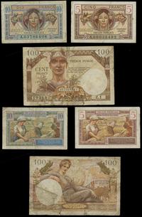 zestaw 3 banknotów 1947-1956, w zestawie: 5 fran