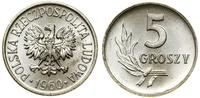 5 groszy 1960, Warszawa, aluminium, wyśmienite, 