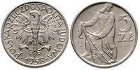 5 złotych 1958, odmiana z wąską ósemką, aluminiu
