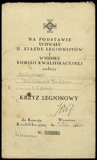 Polska, Krzyż Legionowy z miniaturą, nadaniem i książeczką wojskową, 1931