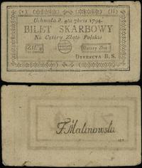 4 złote polskie 4.09.1794, seria 1-H, złamania, 