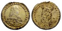 20 krajcarów 1763/M-P, moneta w oprawie, ślad po