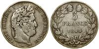 5 franków 1844 W, Lille, srebro próby 900, Gadou