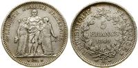 5 franków 1849 A, Paryż, srebro próby 900, widoc