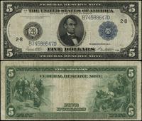 5 dolarów 1914, seria B 74588647 D, podpisy Whit