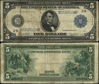 5 dolarów 1914, seria B 53485424 D, podpisy Whit