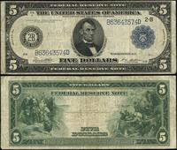 5 dolarów 1914, seria B 63643574 D, podpisy Whit