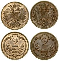 Austria, zestaw: 2 x 2 heller, 1894, 1911