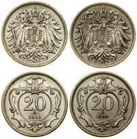 zestaw: 2 x 20 heller 1909, 1911, Wiedeń, miedzi