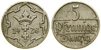 5 fenigów 1928, Berlin, herb Gdańska, rzadszy ro