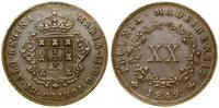 20 realów 1842, miedź, rzadki typ monety, KM 3