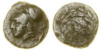 brąz ok. 340–300 pne, Aw: Głowa Ateny w hełmie w