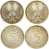 Niemcy, zestaw: 2 x 5 marek, 1966 J i 1972 F