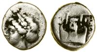diobol (ok. 390–350 pne), Aw: Głowa Apollina w l