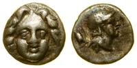obol 300–190 pne, Aw: Głowa Gorgony na wprost, R
