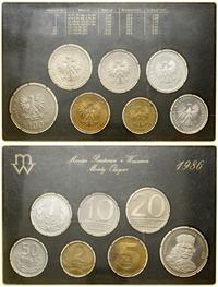 Polska, zestaw rocznikowy monet obiegowych – prooflike, 1986