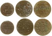 zestaw 3 monet miedzianych, półgrosz 1768 G (War