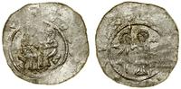denar (ok. 1140), Aw: Dwie siedzące postacie, sk