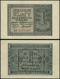 1 złoty 1.08.1941, seria BE, numeracja 5437549, 