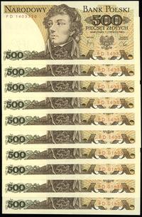 zestaw: 10 x 500 złotych 1.06.1982, serie FD, ra