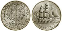 2 złote 1936, Warszawa, Żaglowiec, moneta umyta,