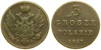 3 grosze polskie 1827 FH, Warszawa, rzadki roczn