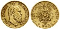 5 marek 1877 F, Stuttgart, złoto, 1.94 g, rysa n