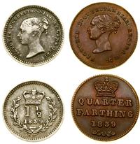 Wielka Brytania, zestaw: 1 1/2 pensa oraz 1/4 farthinga, 1839