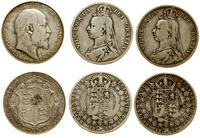 Wielka Brytania, zestaw: 3 x 1/2 korony, 1889, 1892, 1909