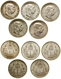 zestaw 5 x 1 korona 1912–1916, Wiedeń, roczniki: