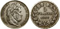 5 franków 1837 A, Paryż, umyte, Gadoury 678