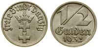 1/2 guldena 1932, Berlin, herb Gdańska, przetart