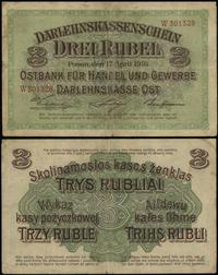 3 ruble 17.04.1916, seria W, numeracja 301328, l