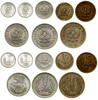 zestaw 8 monet 1949, 2 x 1 grosz (st. I) / 5 gro