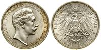 3 marki 1908 A, Berlin, ryski na monecie, patyna
