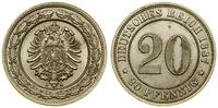 20 fenigów 1887 A, Berlin, patyna, bardzo ładne,