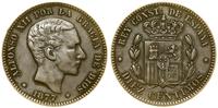 10 centymów 1877 OM, Barcelona, brąz, 9.96 g, KM