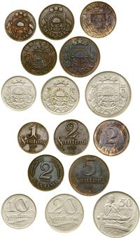 Łotwa, zestaw 8 monet, 1922–1939