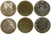 zestaw 3 monet, Warszawa, 10 groszy 1840 MW (II-