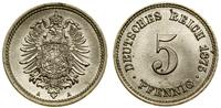 5 fenigów 1875 A, Berlin, wyśmienite, AKS 15, Ja