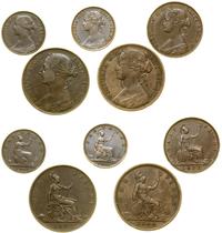 zestaw 5 monet, Londyn, 2 x 1 pens (1866, 1892),