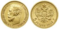 5 rubli 1901 AP, Petersburg, złoto, 4.30 g, Bitk
