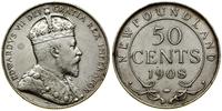 50 centów 1908, Londyn, srebro próby 925, ok. 11