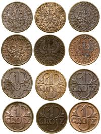 Polska, zestaw 6 x 1 grosz, 1932, 1935, 1936, 1937, 1938, 1939