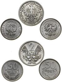 zestaw 3 sztuk, Warszawa, 2 złote 1958 oraz 2 x 