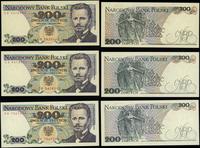 zestaw: 3 x 200 złotych 1982/1986/1988, serie BR