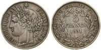 5 franków 1851 A, Wiedeń, srebro próby 900, paty