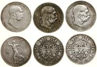 Austria, zestaw: 3 x 5 koron, 1900, 1907, 1908