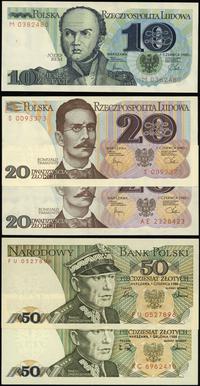 zestaw 5 banknotów 1982–1988, w zestawie: 10 zło